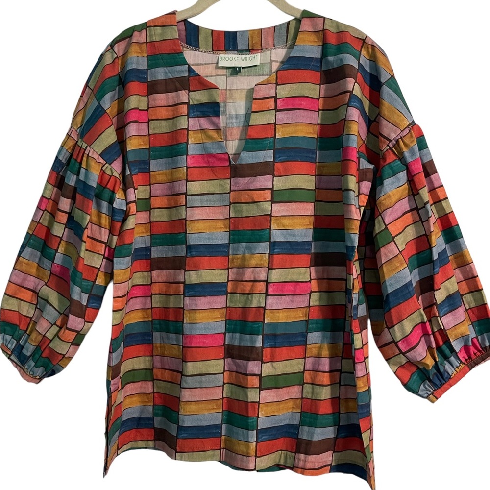 Brooke Wright Multicolor Striped Cotton Blouse